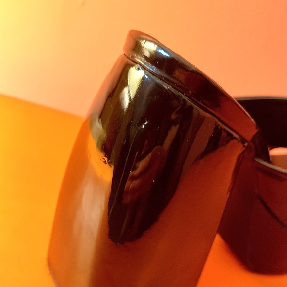 Public Desire Black, Faux Patent Leather Platform Square-Toe Mules Women's 8 - Picture 8 of 11